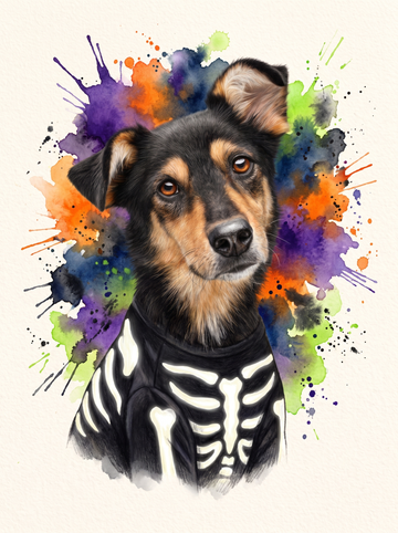 Skeleton Halloween pet portrait by Pet Splash