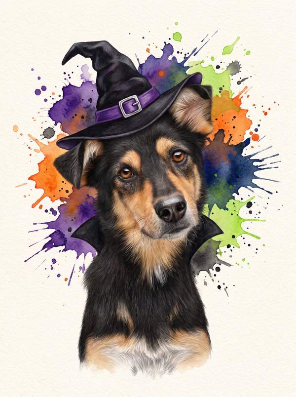 Witch Halloween pet portrait by Pet Splash